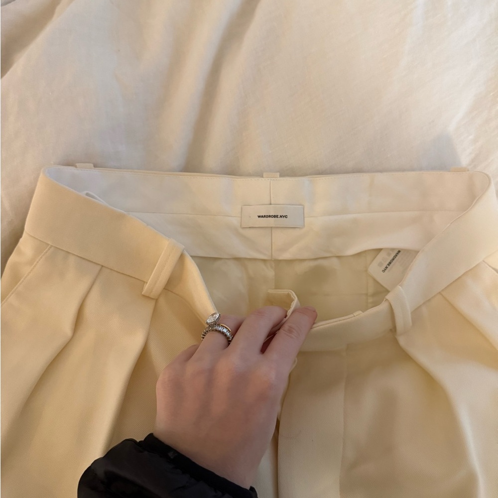 WARDROBE.NYC Cream Low-Rise Wool Trousers - Picture 6 of 8